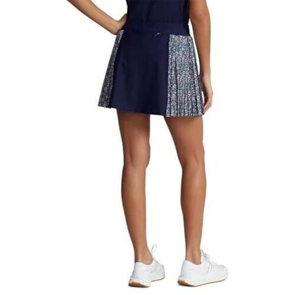 RLX Ralph Lauren Women's Sz M Navy Floral Side Pleated Performance Skort - Picture 10 of 11